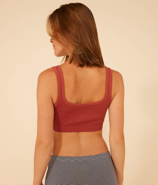 Bralette a tinta unita in cotone ed elastan donna marrone FAMEUX