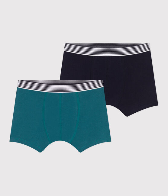 Set di 2 boxer in cotone ed elastan tinta unita bambino variante 2