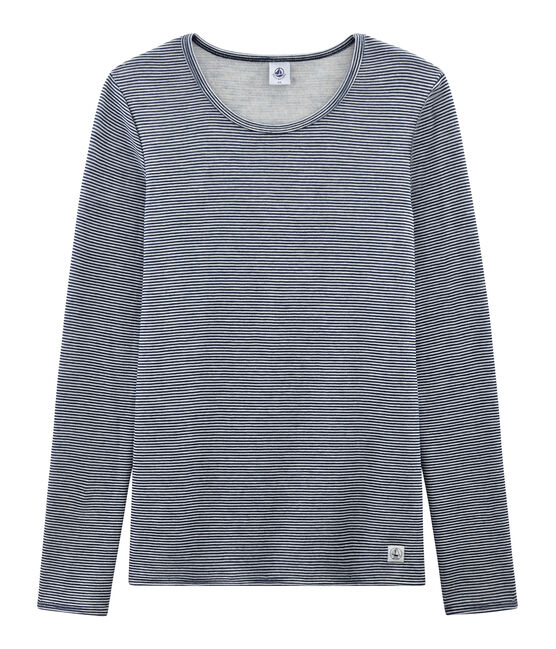 T-shirt a maniche lunghe super caldo donna blu SMOKING/bianco MARSHMALLOW
