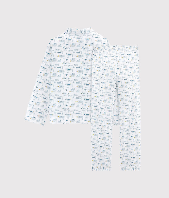 Pigiama bambino in tela bianco MARSHMALLOW/blu SHADOW