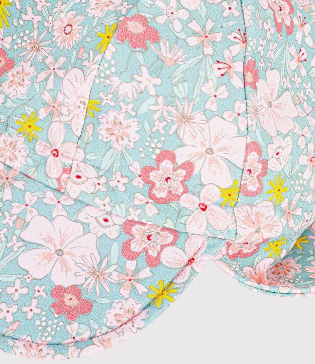 Berretto anti-UV con stampa a fiori neonata blu/multicolore