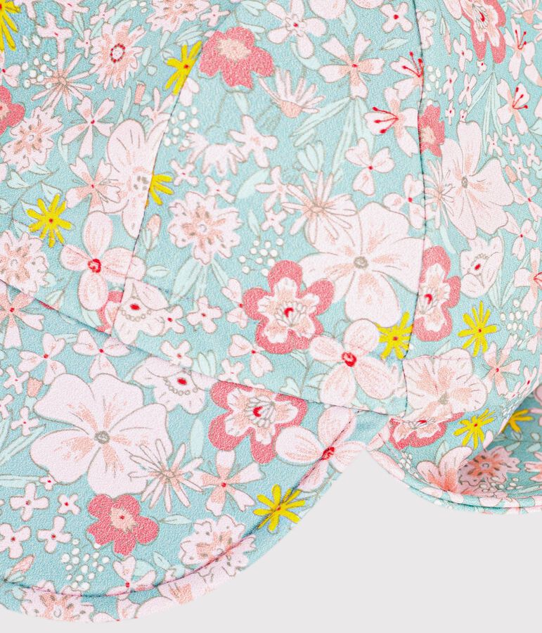 Berretto anti-UV con stampa a fiori neonata blu/multicolore