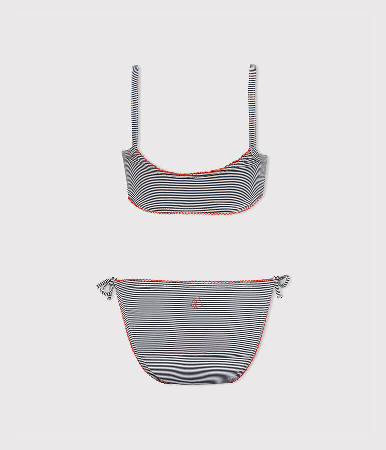 Costume due pezzi bambina blu ABYSSE/bianco LAIT