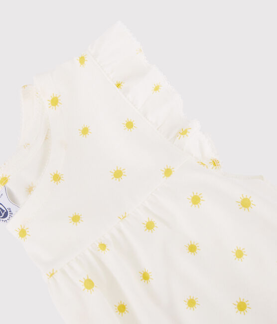 Pigiama corto con soli bambina in cotone bianco MARSHMALLOW/ ORGE