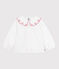 Blusa a maniche lunghe in popeline di cotone tinta unita bambina bianco ECUME