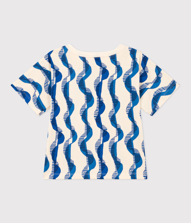 T-shirt a maniche corte in cotone bambina ecru/multicolore