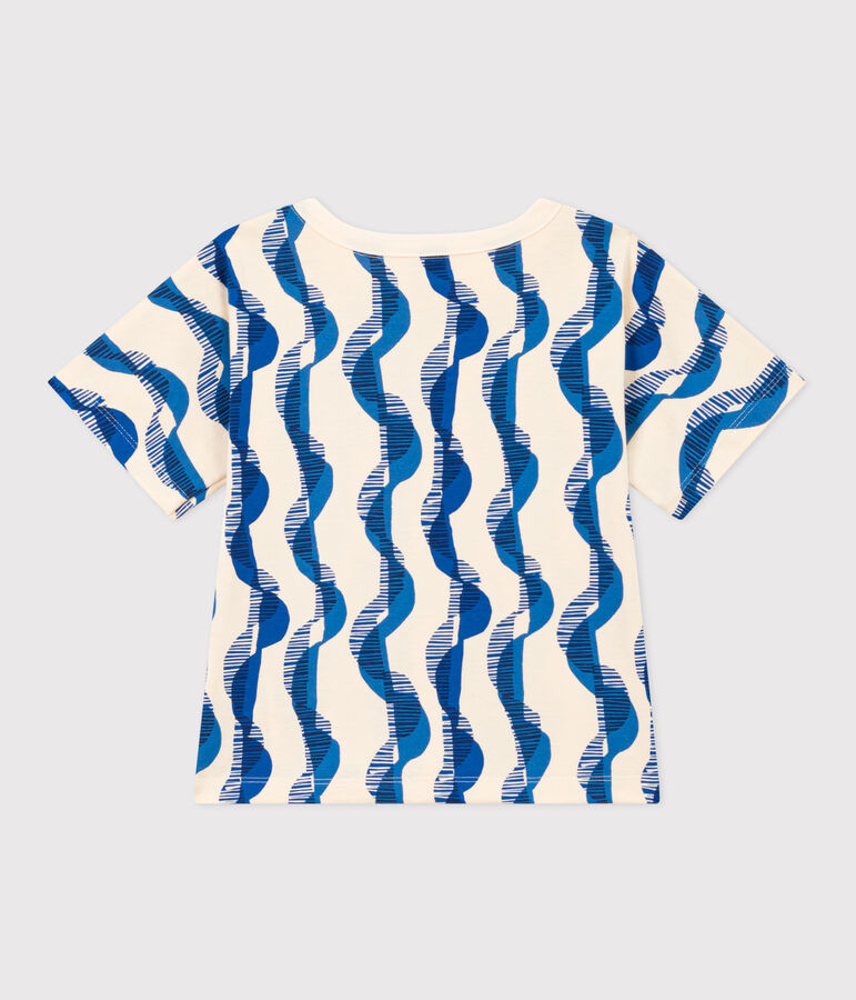 T-shirt a maniche corte in cotone bambina ecru/multicolore