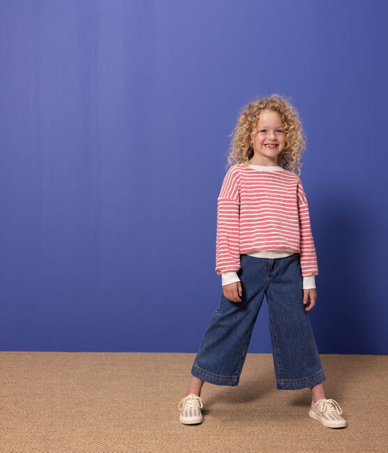 Felpa a righe bambino unisex bianco MARSHMALLOW/rosso PEPS