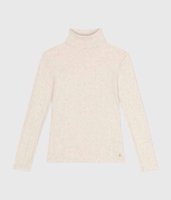 T-shirt L'Iconique donna in cotone fantasia con collo a lupetto beige MONTELIMAR CHINE
