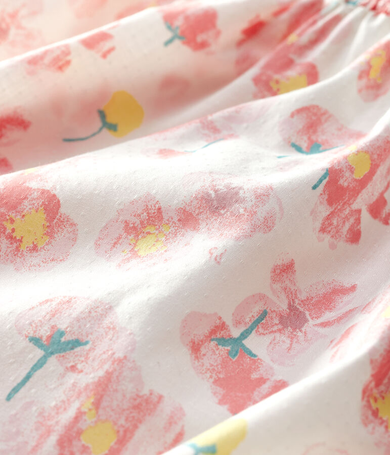 Tutina corta in popeline beb&egrave; femmina bianco MARSHMALLOW/bianco MULTICO