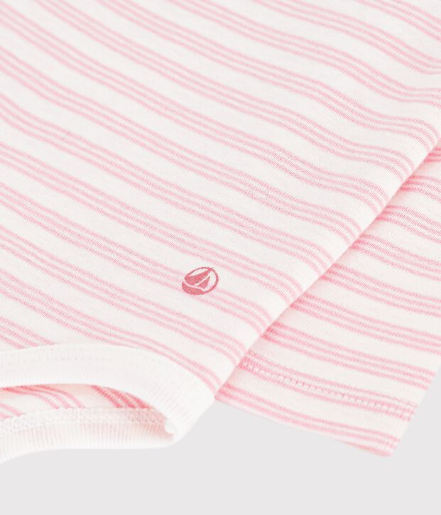 Body a dolcevita in cotone a righe neonato rosa/rosa