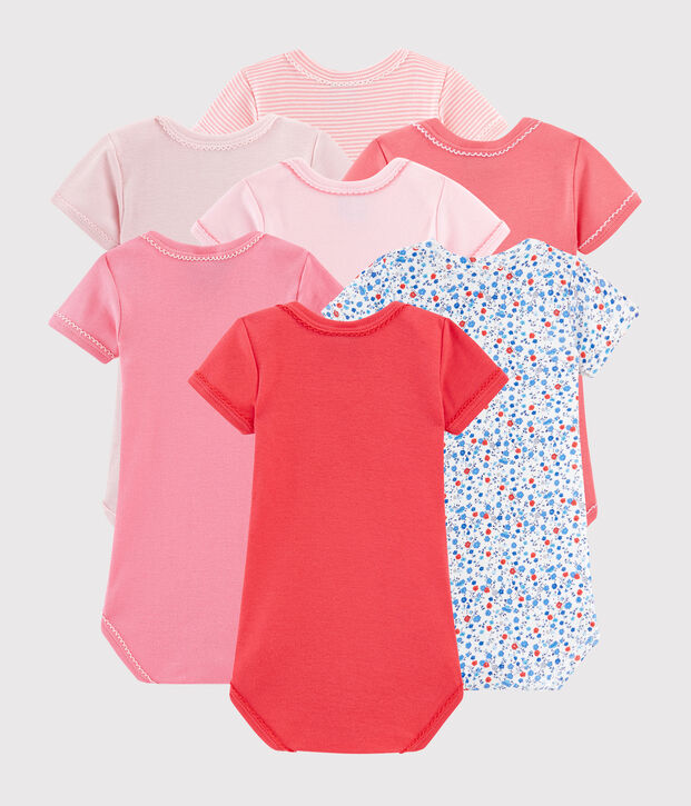 Lotto a sorpresa da 7 body a maniche corte neonata multicolore