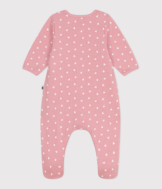 Bodyjama in tubique a cuoricini neonato rosa CHARME/bianco MARSHMALLOW