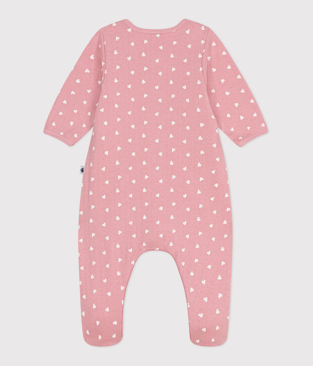 Bodyjama in tubique a cuoricini neonato rosa/bianco