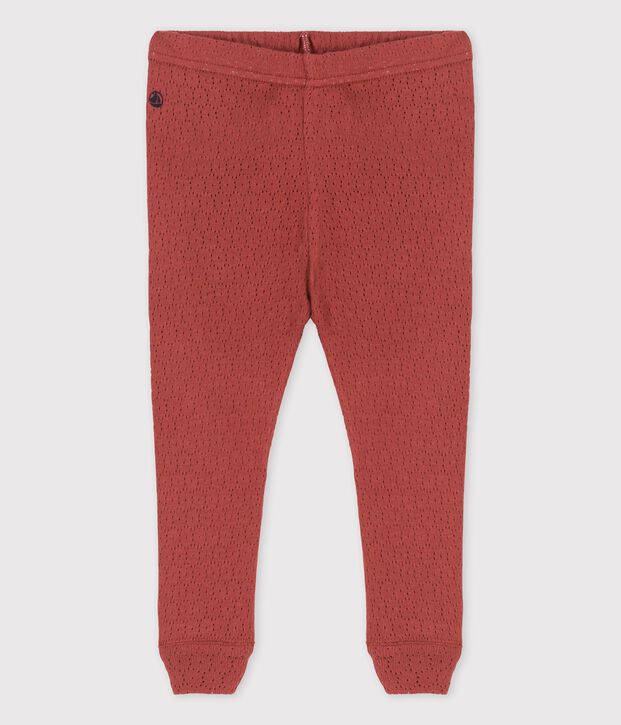 Leggings in maglia traforata per beb&egrave; marrone