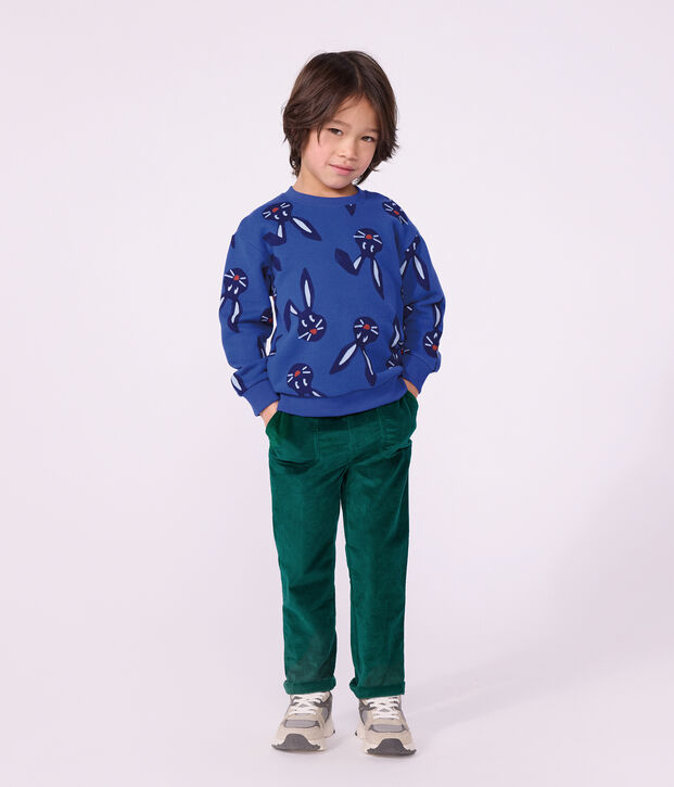 Felpa in cotone con stampa animalier bambino blu/multicolore