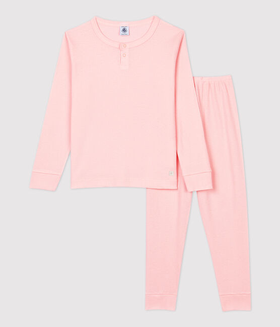 Pigiama bambina/bambino tinta unita in cotone e Lyocell rosa MINOIS