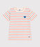T-shirt bambina a maniche corte in cotone a righe con cuore bianco AVALANCHE/ MULTICO