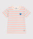 T-shirt bambina a maniche corte in cotone a righe con cuore