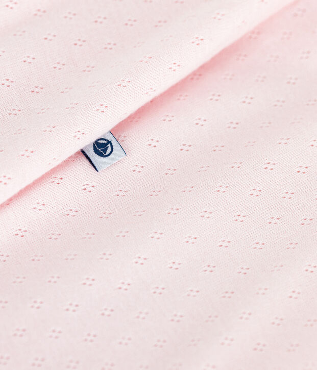 Tutina corta in cotone tinta unita neonato rosa