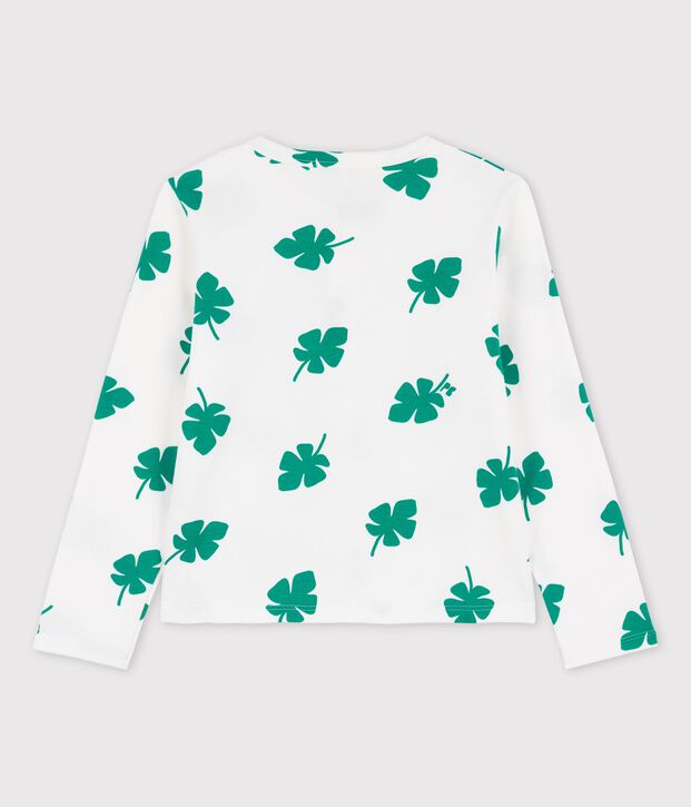 Cardigan fantasia bambina in molleton bianco/verde