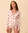 Cardigan scaldacuore in cotone BIO Donna bianco MARSHMALLOW/rosso TERKUIT
