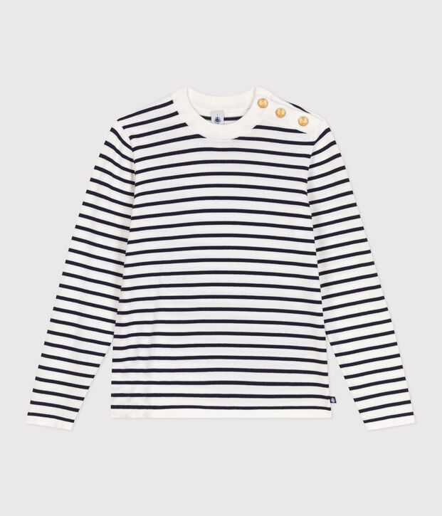 Pullover marinaro in cotone a righe donna bianco/blu
