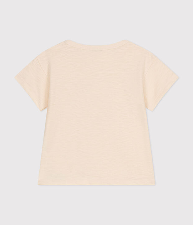 T-shirt a maniche corte beb&egrave; in jersey fiammato ecru
