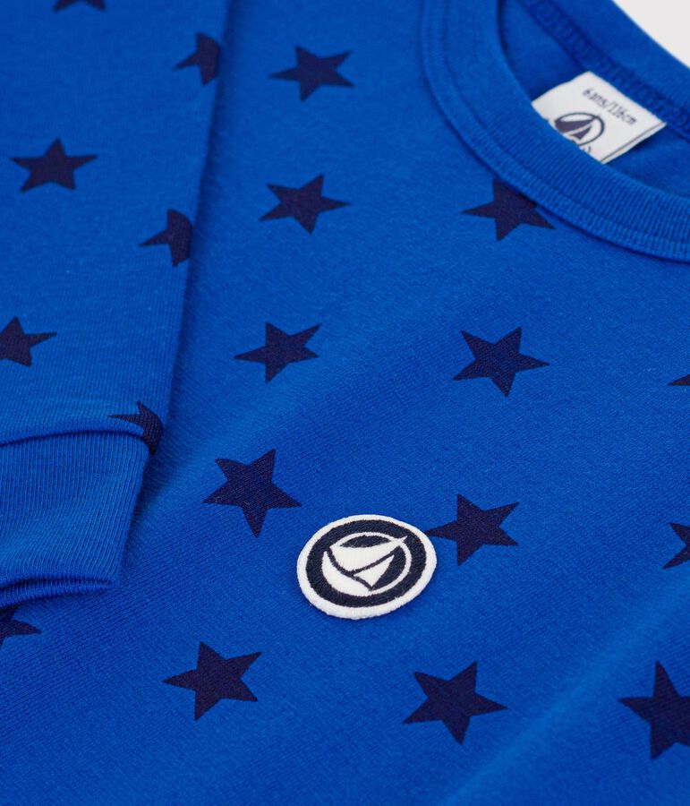 T-shirt a maniche lunghe in cotone con stampa bambina blu/blu