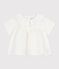 Blusa a maniche corte in popeline di cotone tinta unita neonata bianco MARSHMALLOW