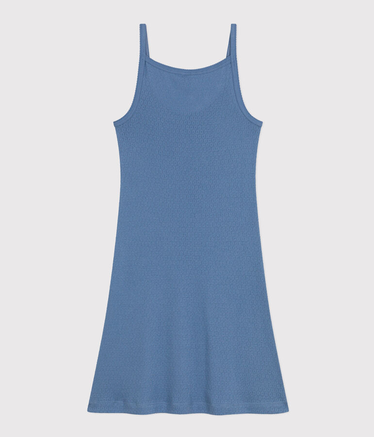Babydoll in cotone traforato donna blu