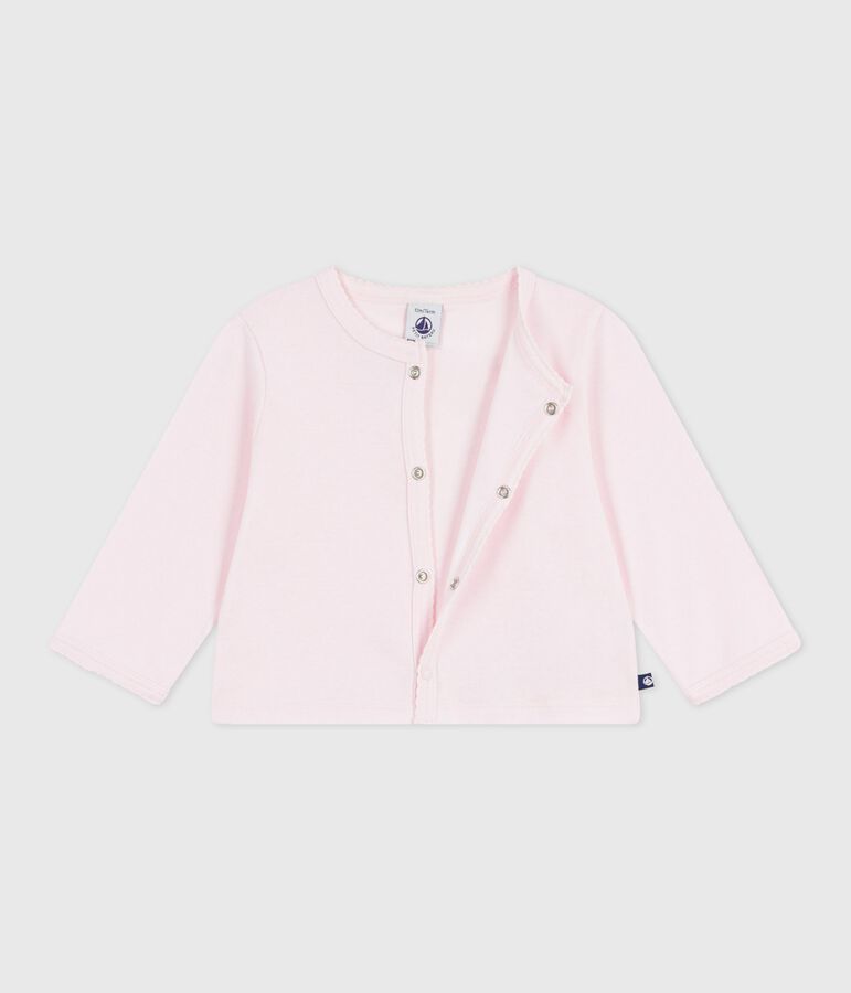 Cardigan in cotone tinta unita neonato rosa