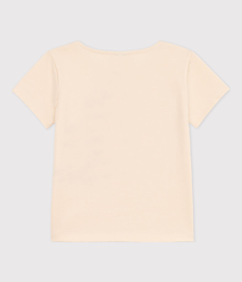 T-shirt bambina a maniche corte in tessuto fioccato ecru AVALANCHE
