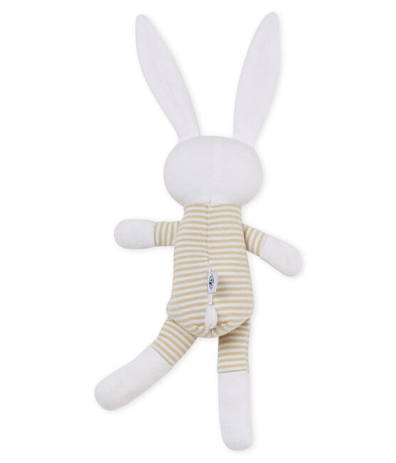 Doudou coniglietto bebè in jersey beige PERLIN/bianco MARSHMALLOW