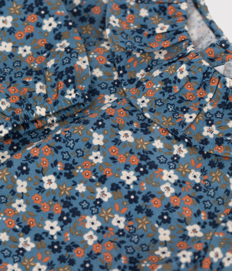 Blusa a manica lunga beb&egrave; in garza di cotone stampato blu/multicolore