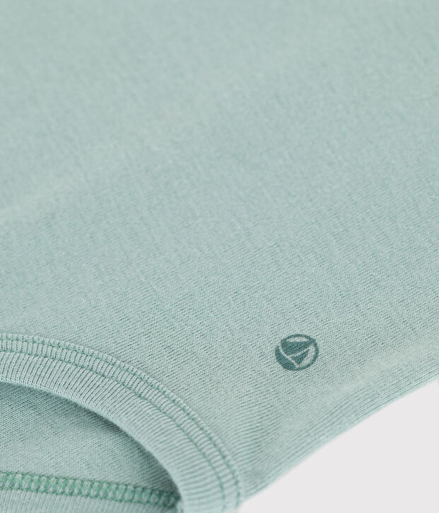 Body a maniche corte in cotone tinta unita neonato verde