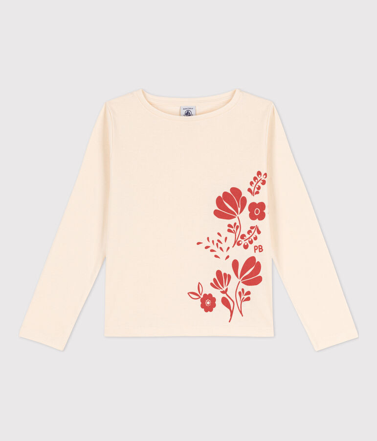 T-shirt a maniche lunghe in cotone bambino unisex ecru/arancione