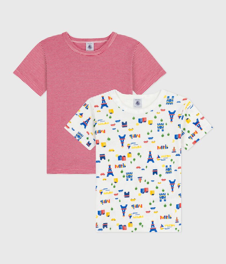 Set di T-shirt a maniche lunghe in cotone con stampa Parigi bambino multicolore