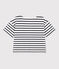 T-shirt a righe a maniche corte in cotone bambina bianco MARSHMALLOW/blu SMOKING