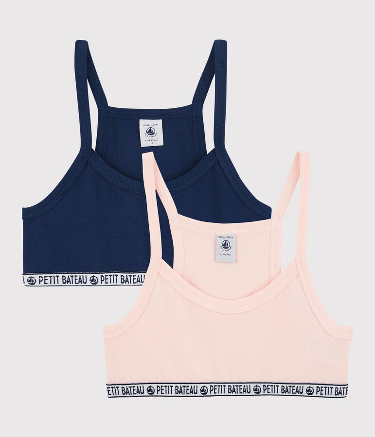 Confezione da 2 brassi&egrave;re sportive bambina in cotone biologico multicolore