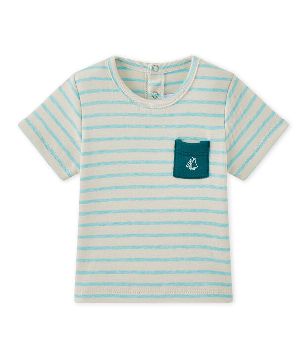 T-shirt beb&eacute; bambino a maniche corte rigata beige/verde