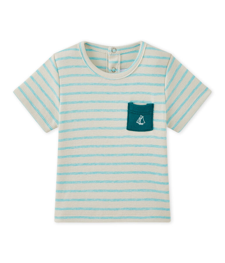 T-shirt beb&eacute; bambino a maniche corte rigata beige/verde