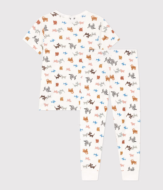 Pigiama bambino unisex a maniche corte in cotone bianco MARSHMALLOW/bianco MULTICO