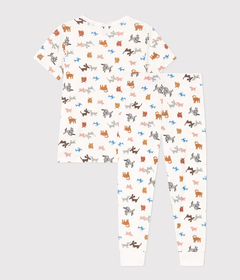 Pigiama bambino unisex a maniche corte in cotone bianco/multicolore