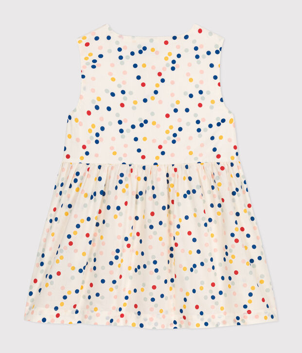Abito senza maniche in popeline beb&egrave; bianco/multicolore