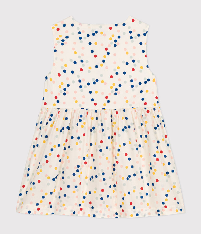 Abito senza maniche in popeline beb&egrave; bianco/multicolore