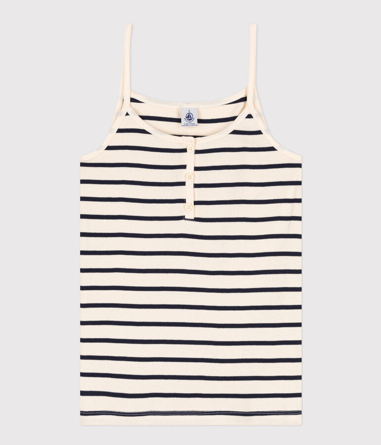 Canottiera con spalline in cotone Donna bianco AVALANCHE/blu SMOKING