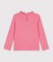 T-shirt con colletto a maniche lunghe tinta unita bambino rosa