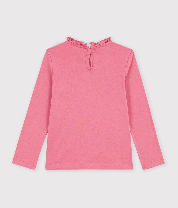 T-shirt con colletto a maniche lunghe tinta unita bambino rosa