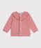 Cardigan in maglia di misto lana e cotone tinta unita con colletto neonato rosa